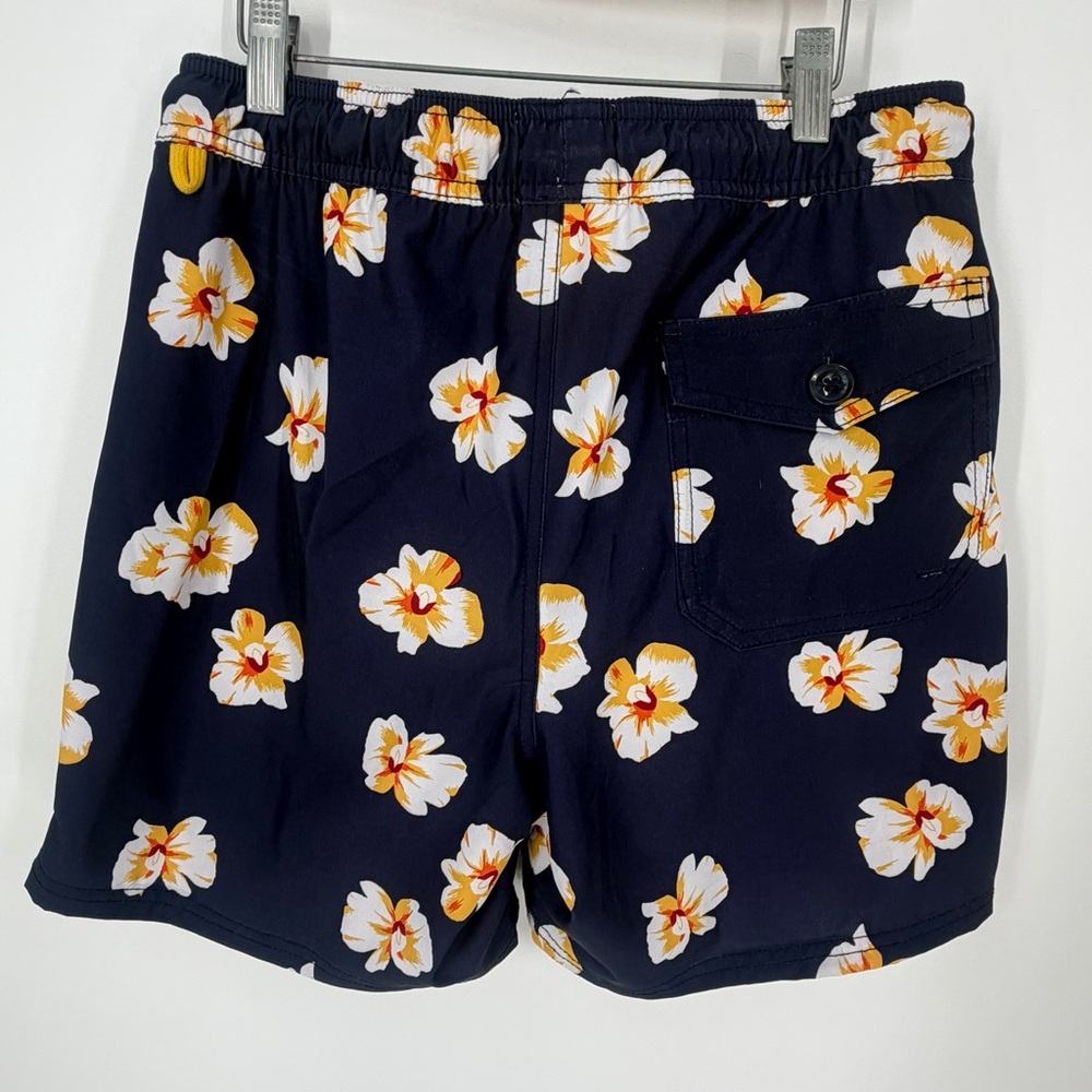 J.Crew Flex Swim Trunks Navy Floral Print Men’s Size S Preppy Classic Vacation - Picture 6 of 12